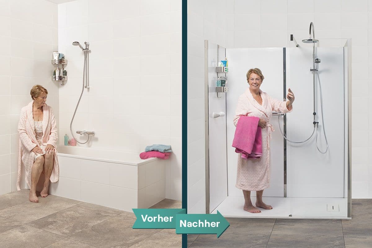 Begehbare Dusche – Vorher und nachher